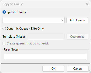 Copy queue action