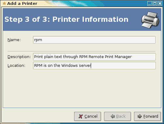 Printer information