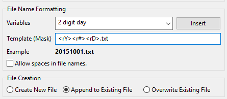 Archive to Folder example showing filename template with date variables