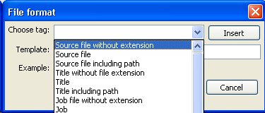 select filename format