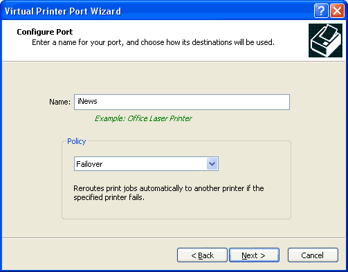 Port wizard name and policy