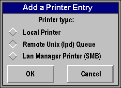 Adding a printer entry