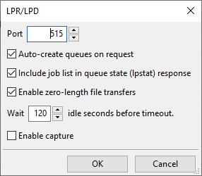 LPR/LPD default settings