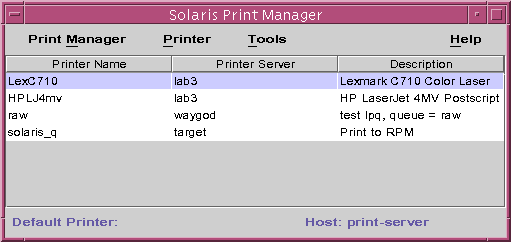 Adding access in Solaris Print Manager