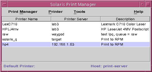 New printer in Solaris Print Manager