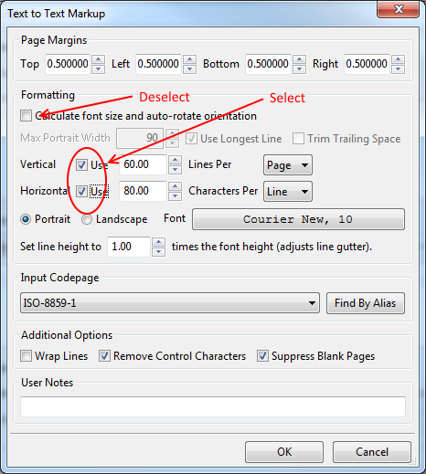 Vertical and horizontal settings