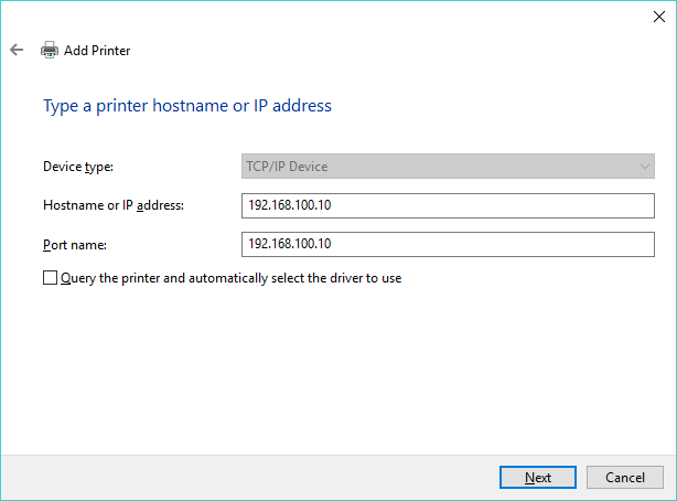 Printer IP address
